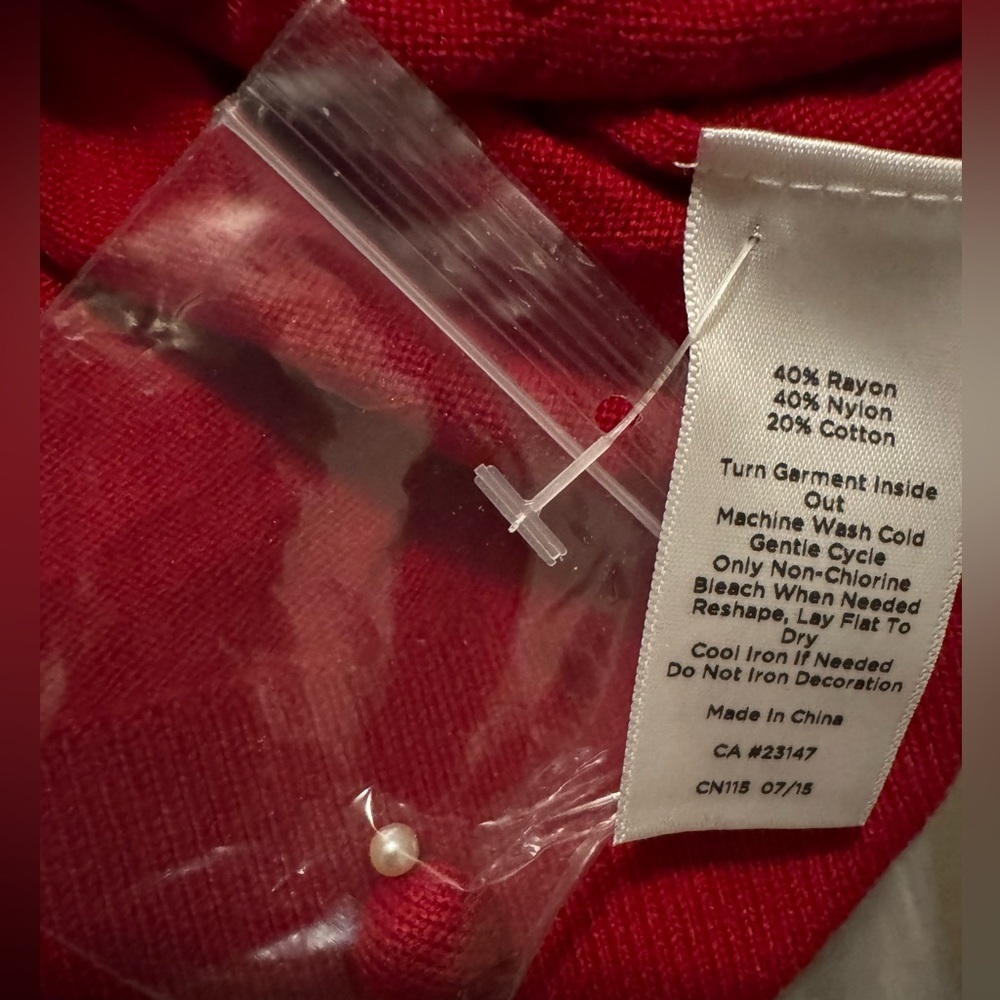 Talbots Vibrant Red Sweater with Pearl Accents - Picture 4 of 4